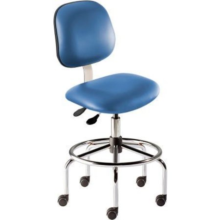 BIOFIT BioFit Antimicrobial Stool, 25"-32" Seat Height, Blue Vinyl - Chrome Steel Base - Belize Series BES-H-RC-T-XF-XA-C-P28542